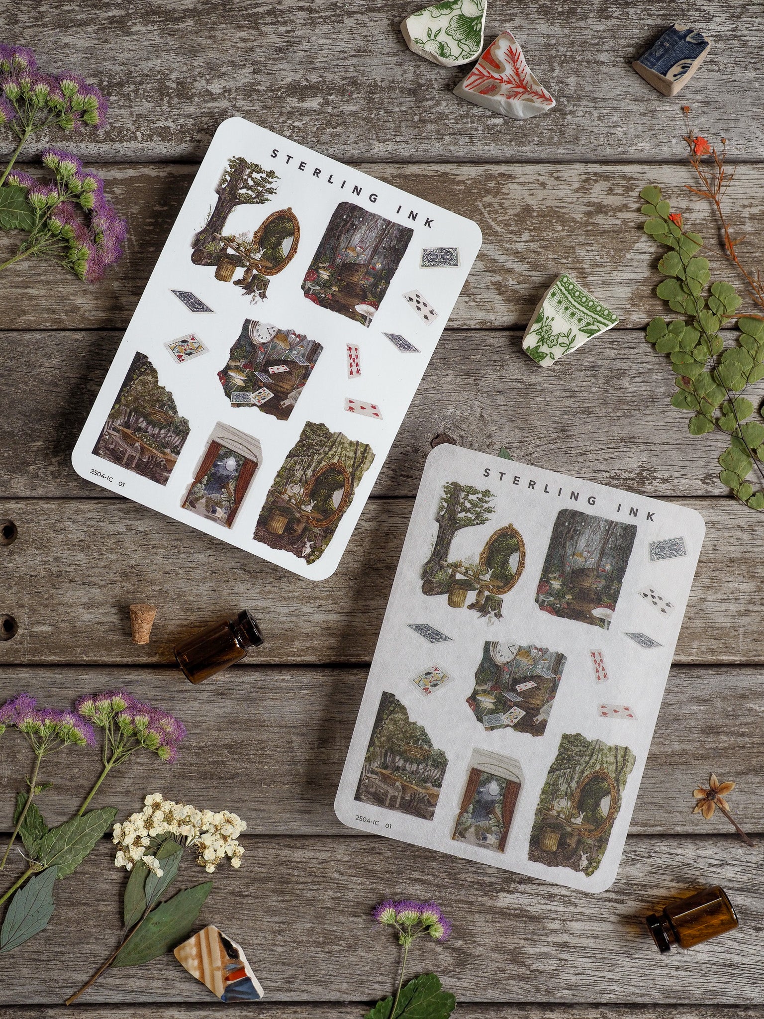 Vintage "Mini Elements Icon Stickers" featuring rustic, detailed illustrations of windows, doors, and natural architectural scenes.