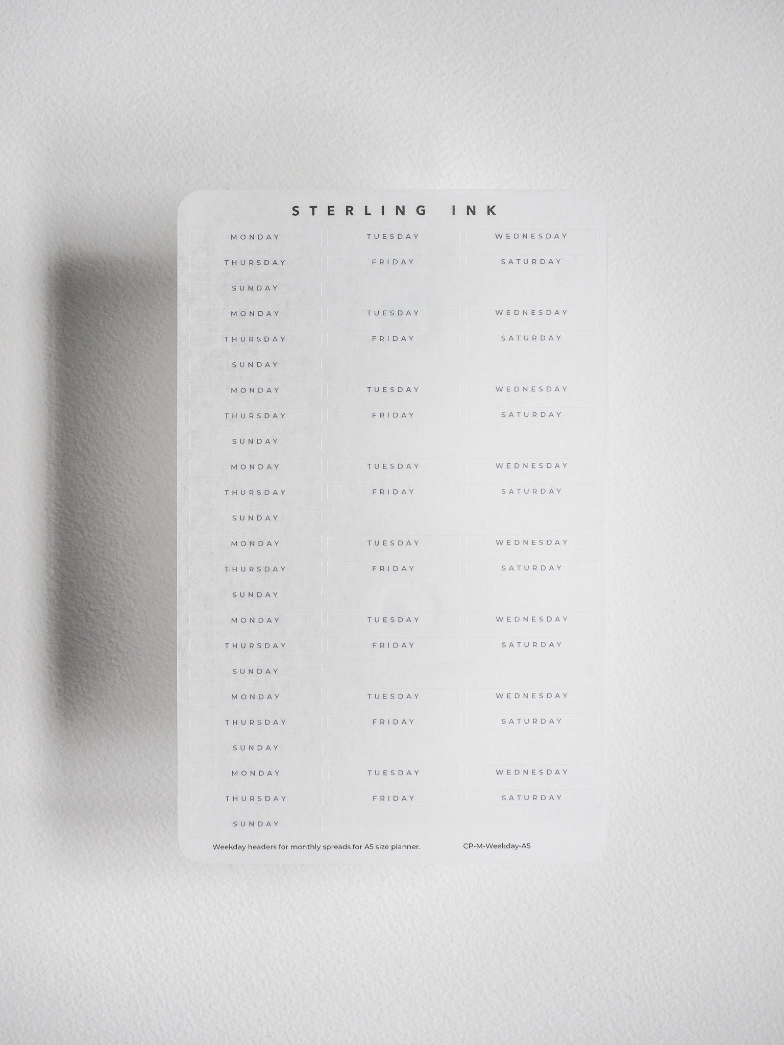 Weekday Large (Monthly Pages) - Compatible with Undated Planners