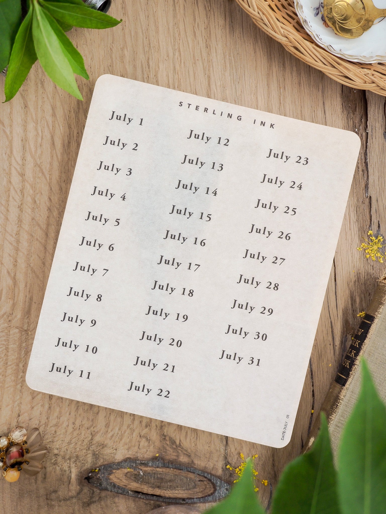 July Date Stickers - July 2026