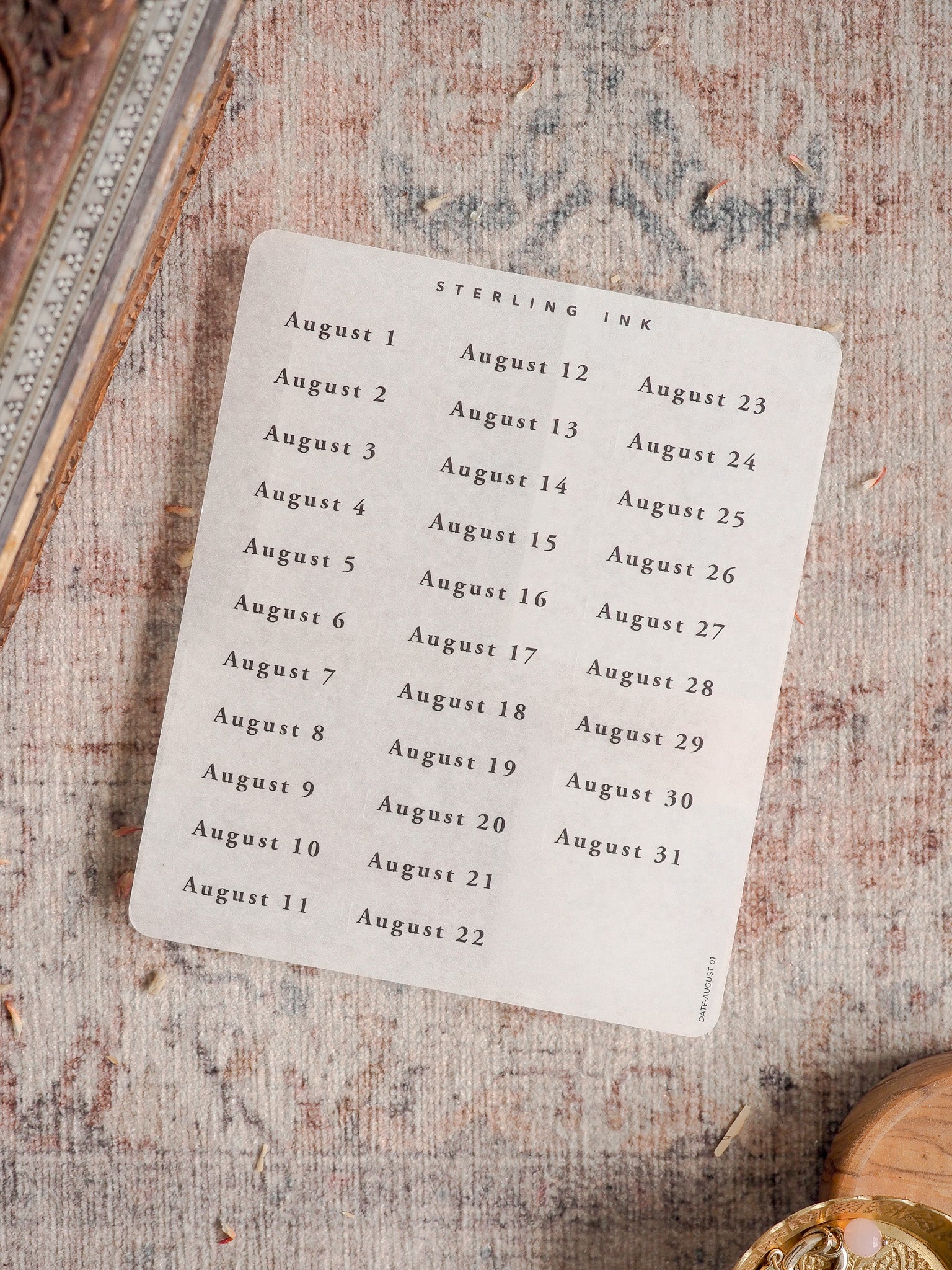 August Date Stickers - August 2026
