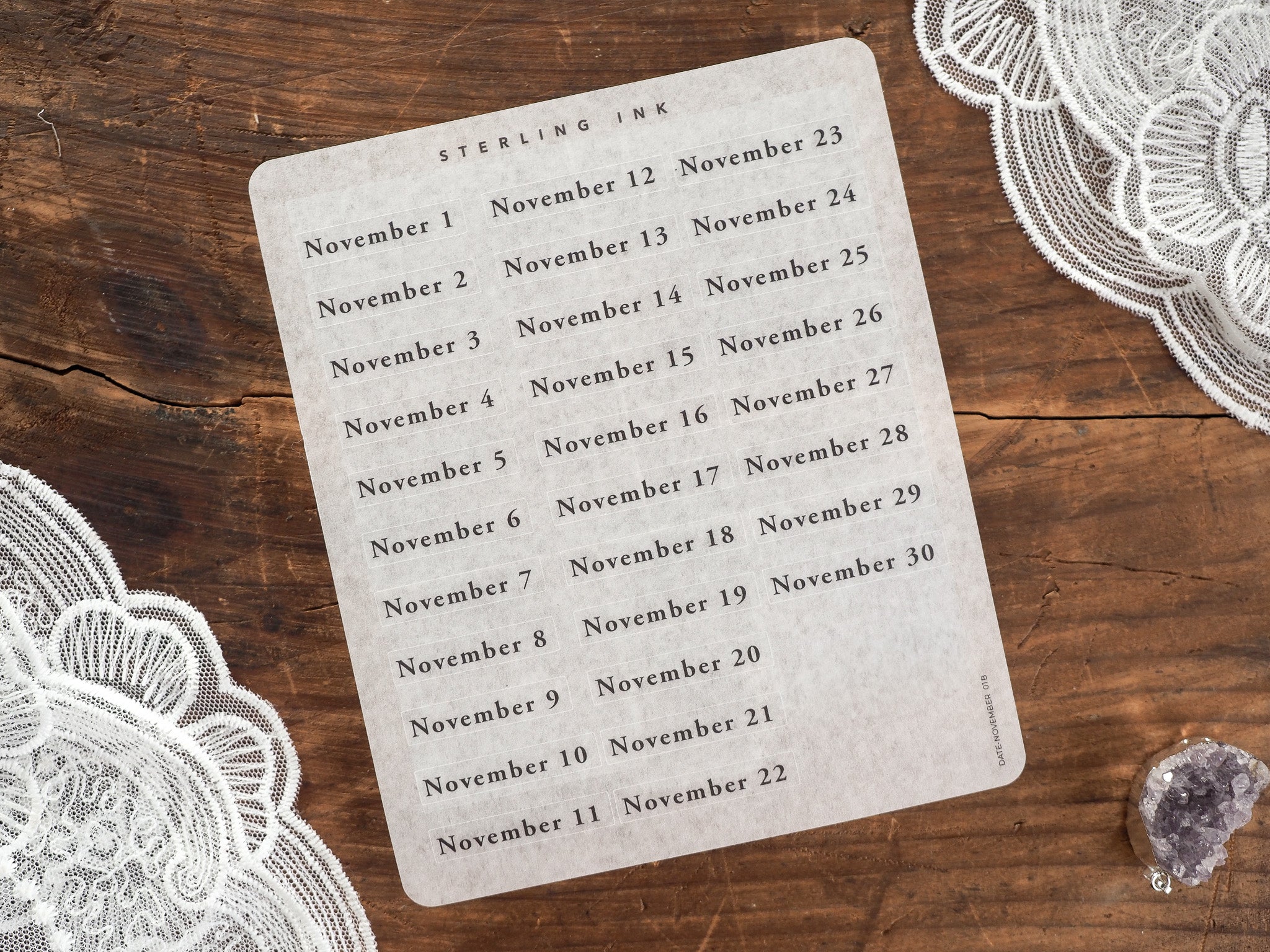November Date Stickers - November 2024