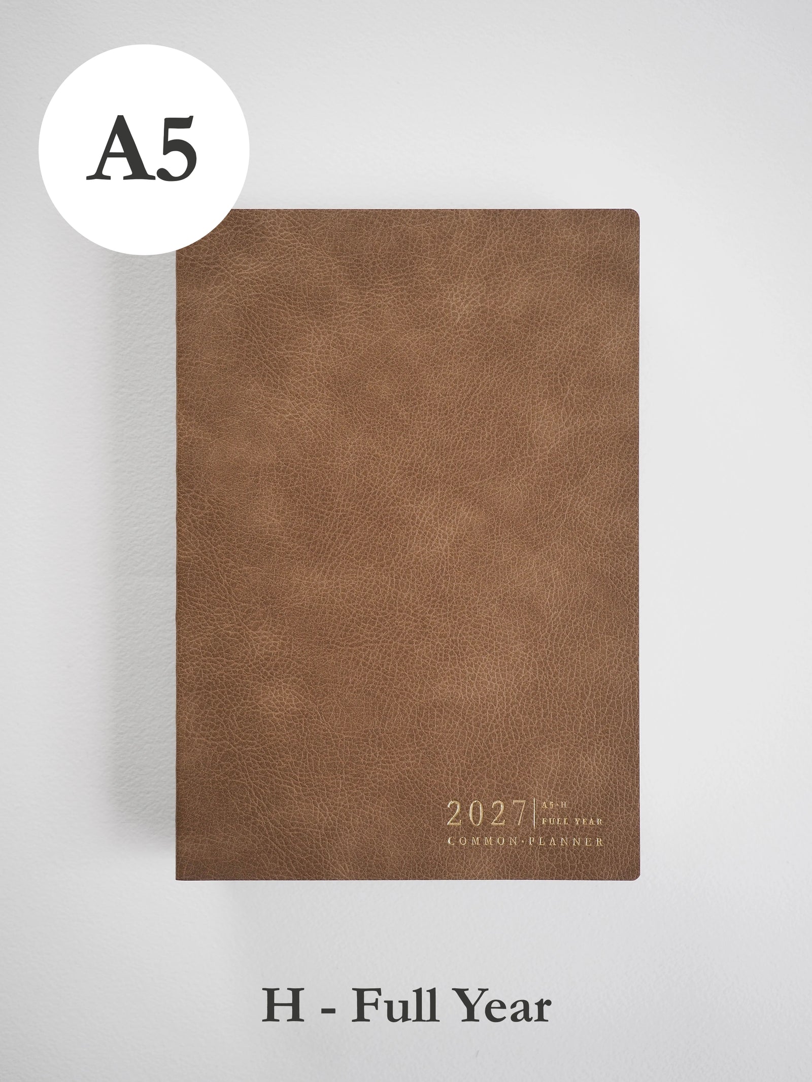 2027 A5 Horizontal Full year planner front cover in Caramel #color_caramel