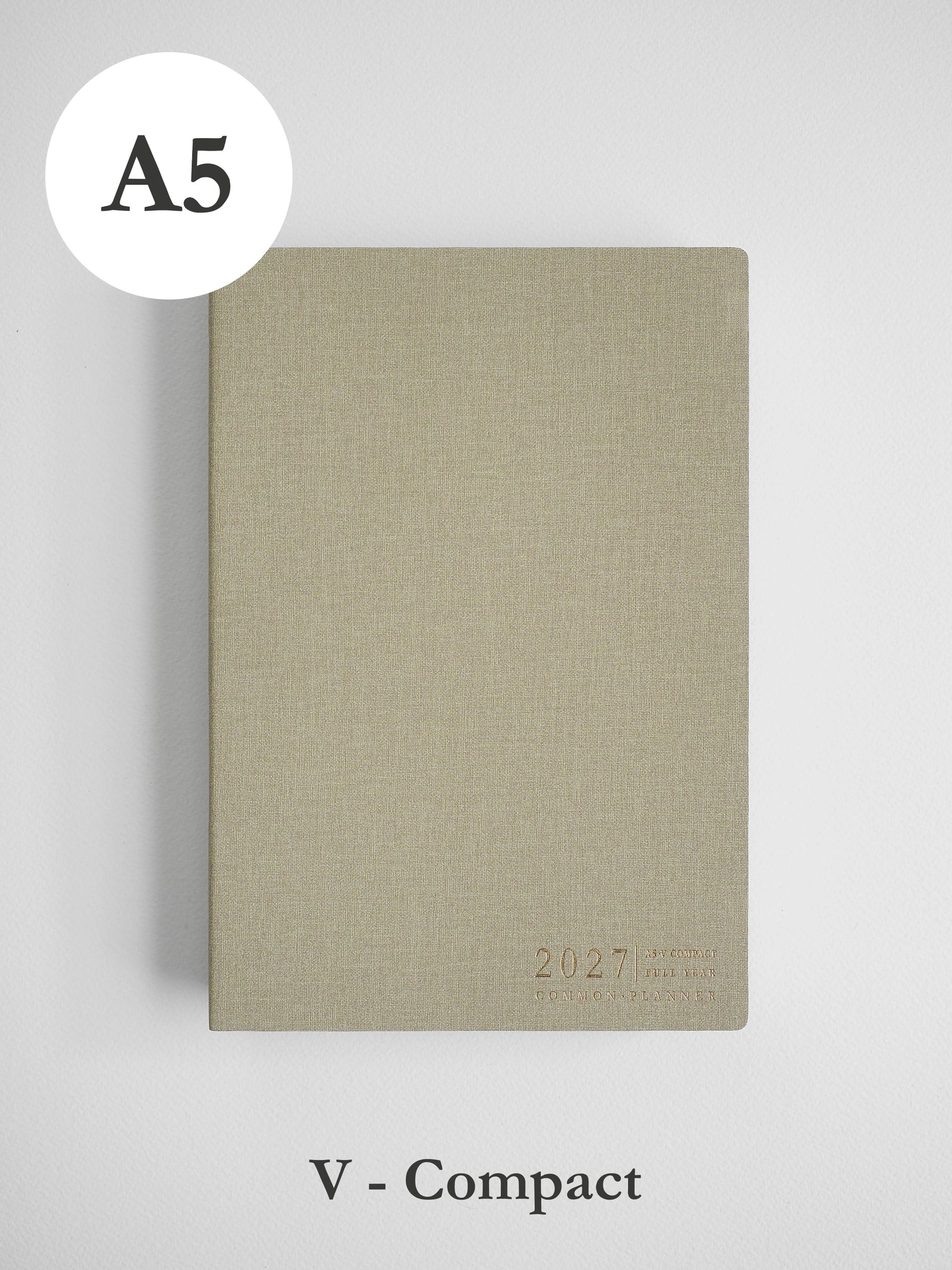 2027 A5 Vertical Compact planner front cover in Linen #color_linen