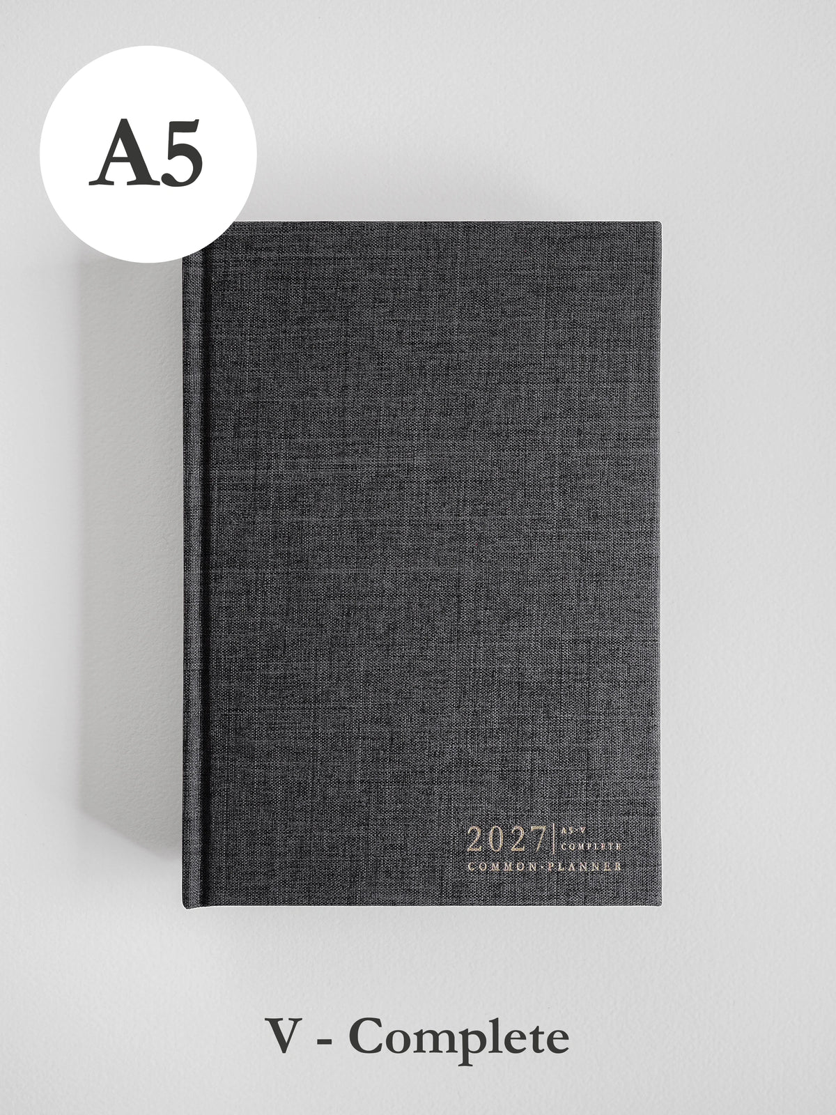 2027 A5 Vertical Complete (hardcover) planner front cover in Charcoal #color_charcoal