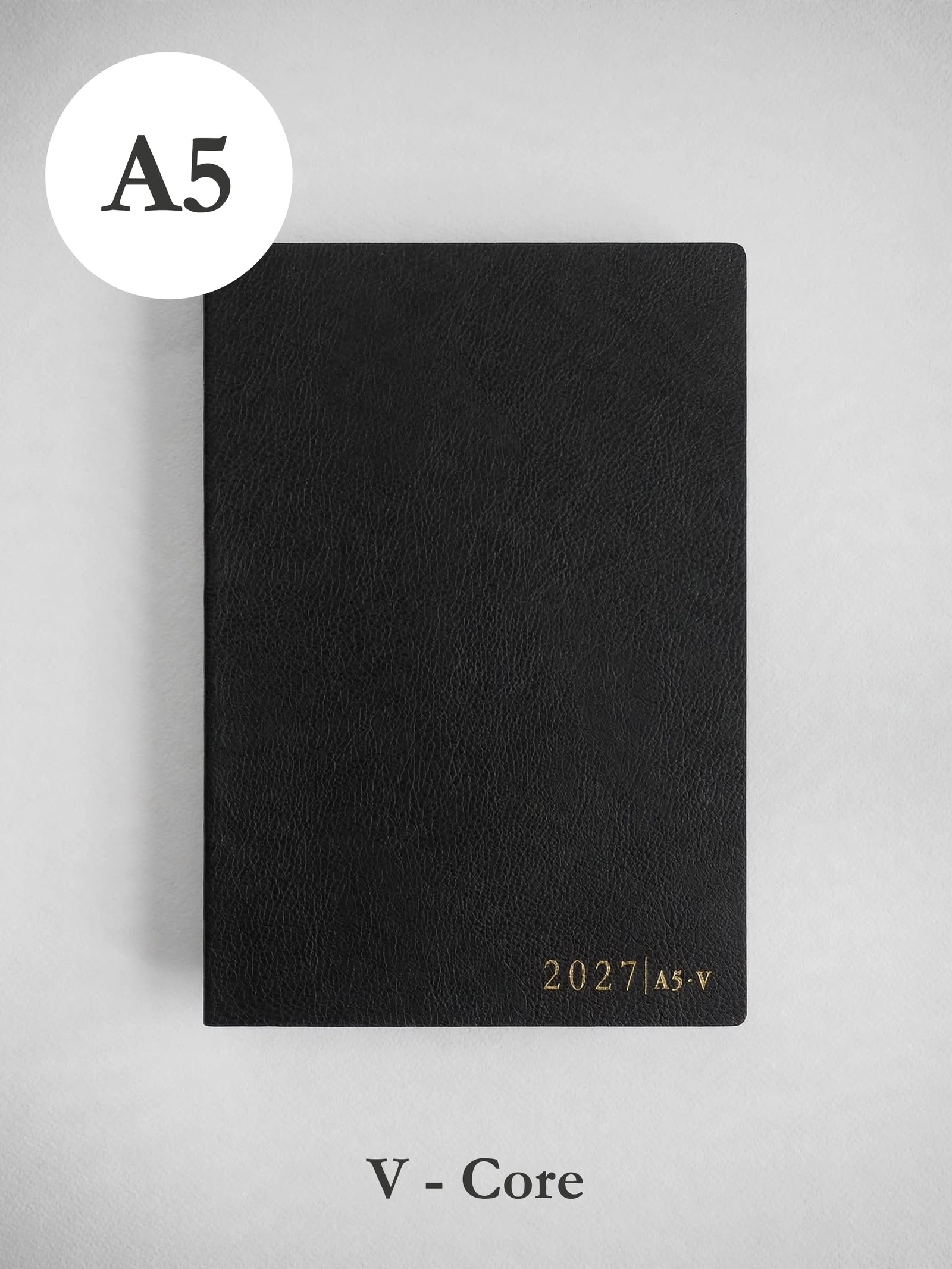 2027 A5 Vertical Core planner front cover in Onyx #color_onyx