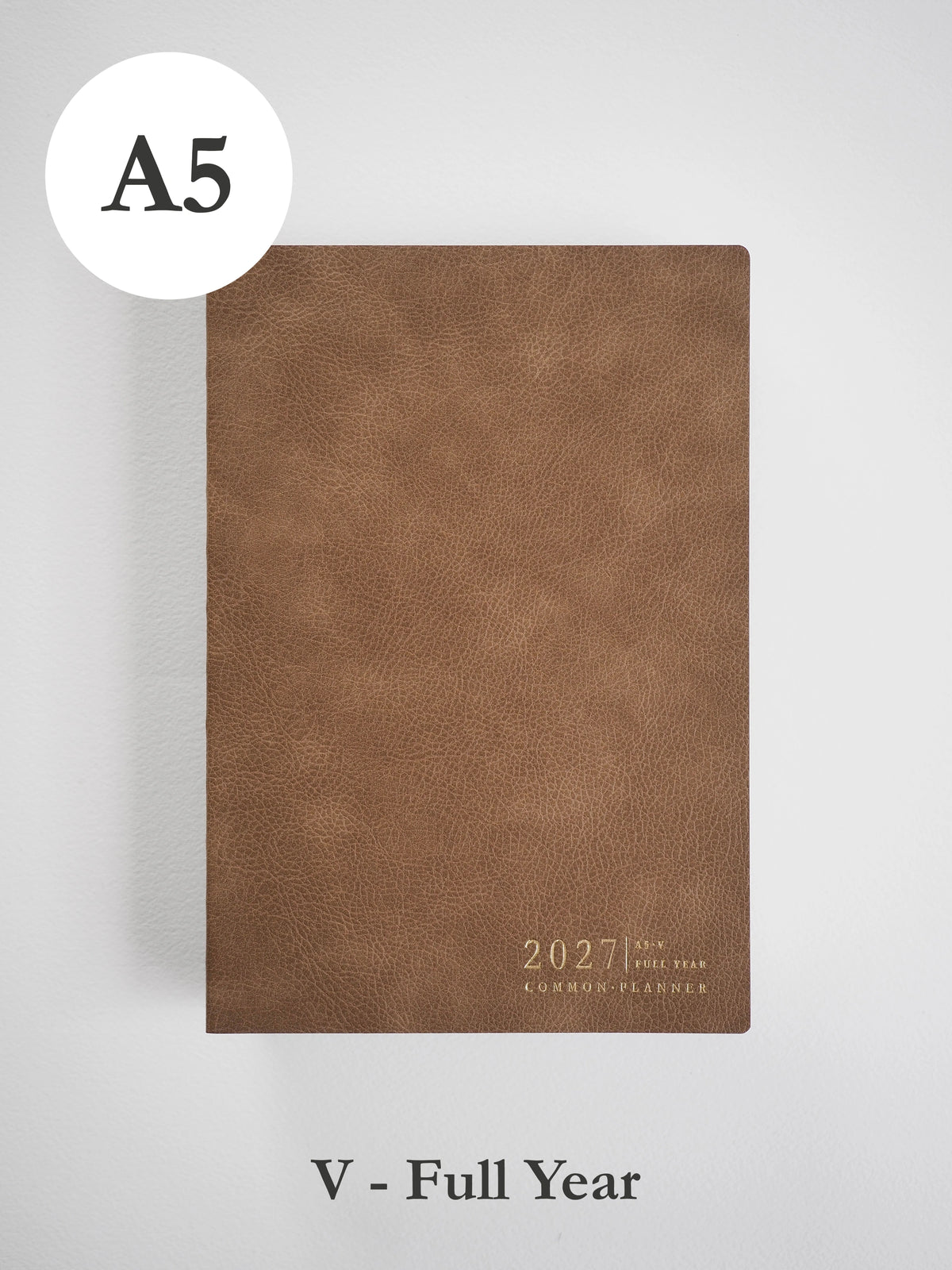 2027 A5 Vertical Full year planner front cover in Caramel #color_caramel