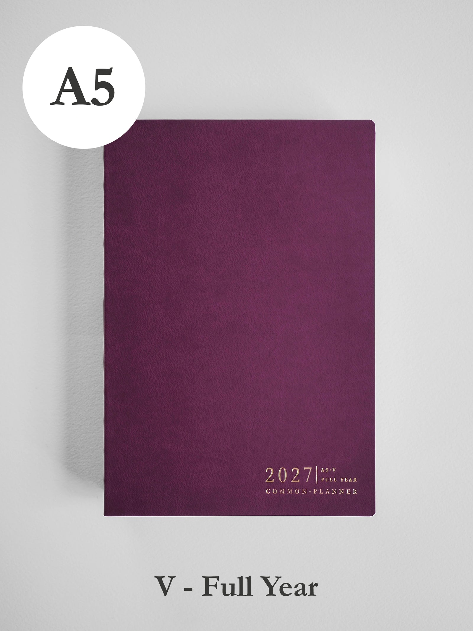 2027 A5 Vertical Full year planner front cover in Mulberry #color_mulberry