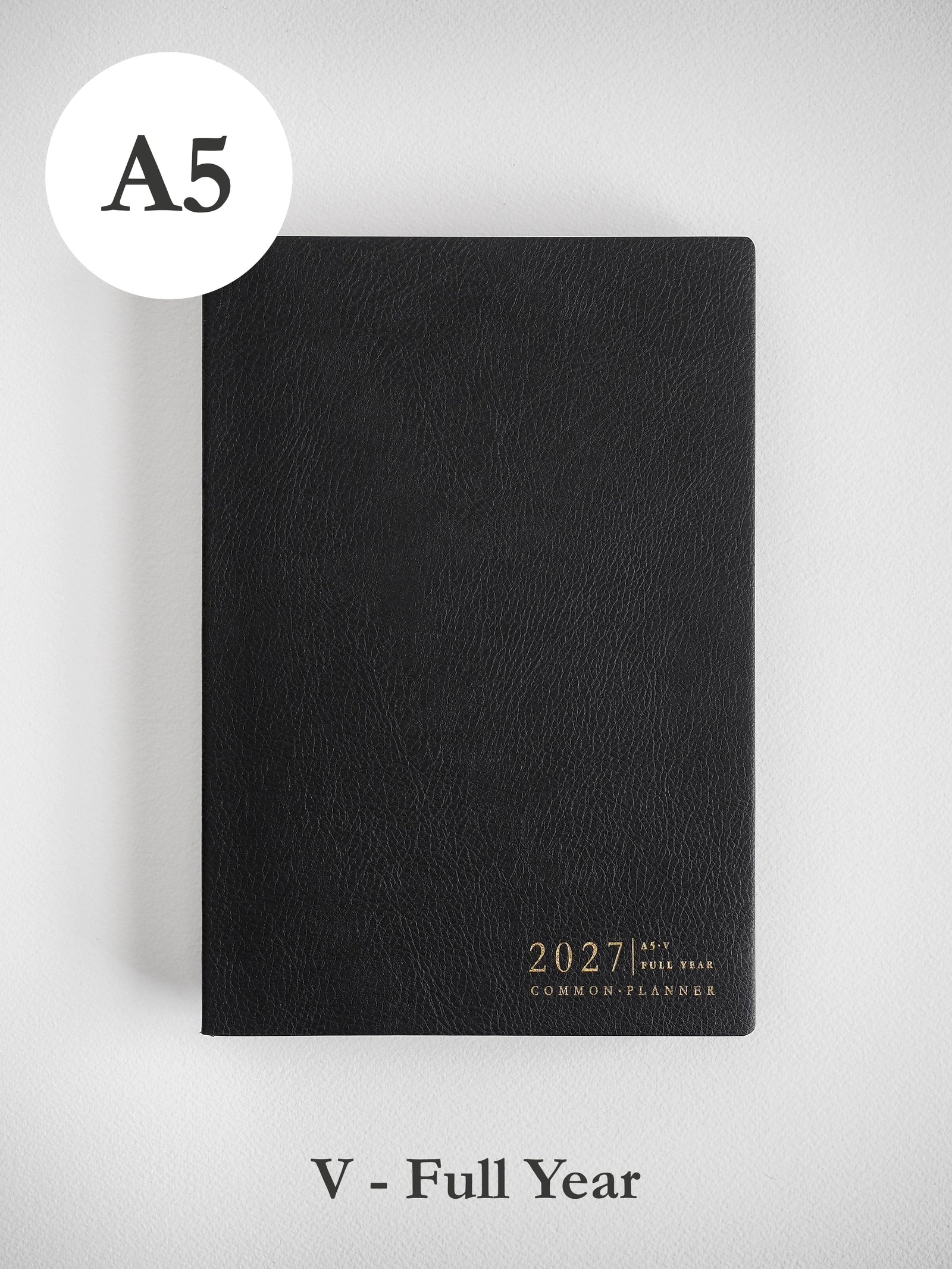 2027 A5 Vertical Full year planner front cover in Onyx #color_onyx