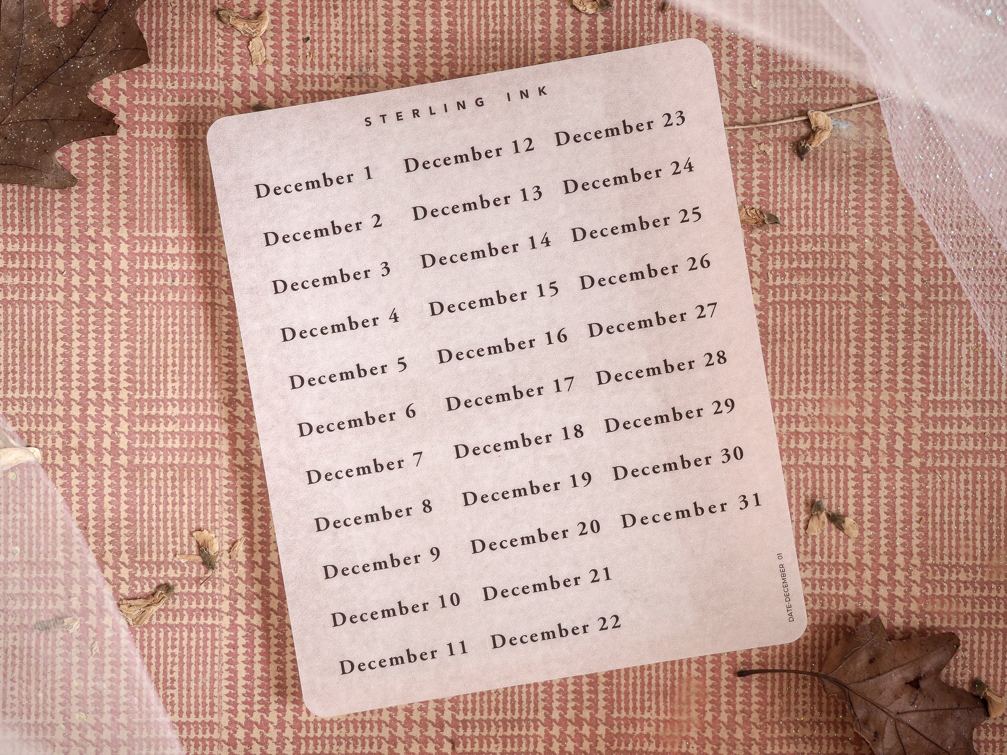 December Date Stickers - December 2024