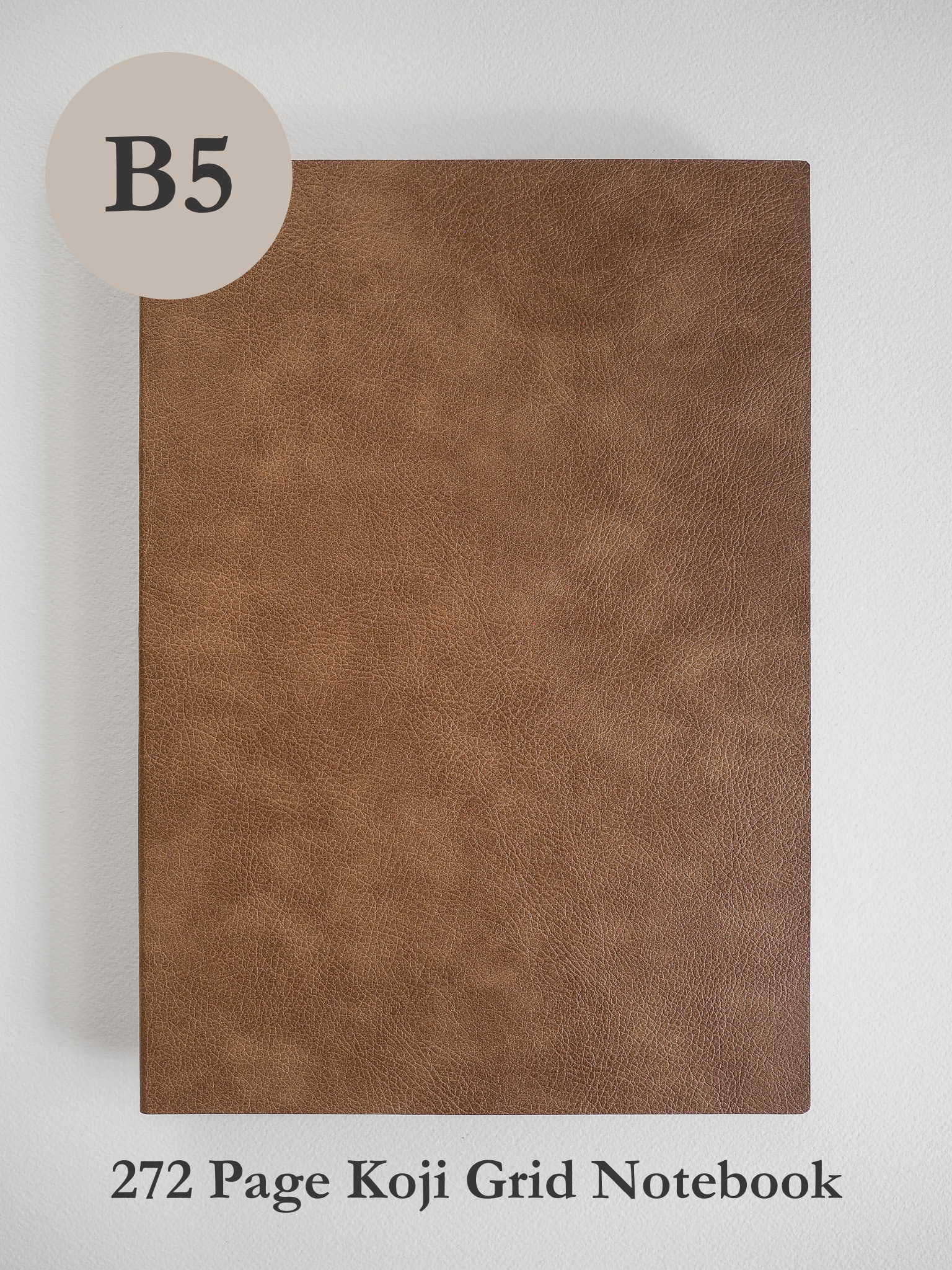 Solid mocha brown B5 notebook with a matte, faux-leather texture, ideal for writing, journaling, or sketching.