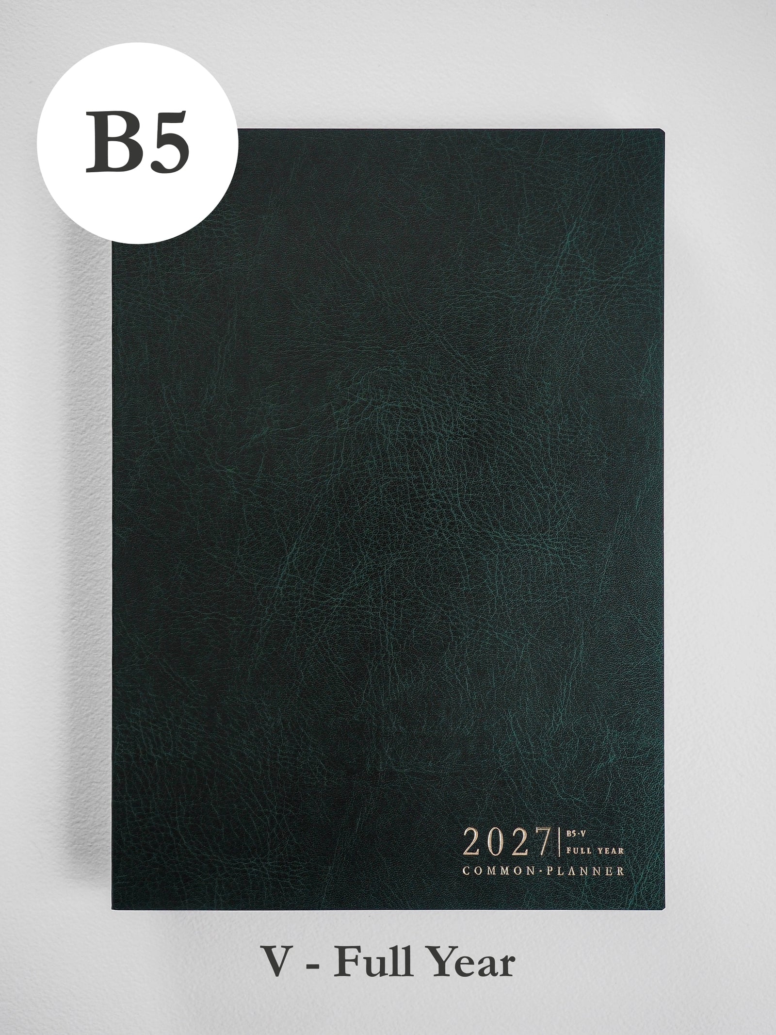 2027 B5 Vertical Full year planner front cover in Forest #color_forest