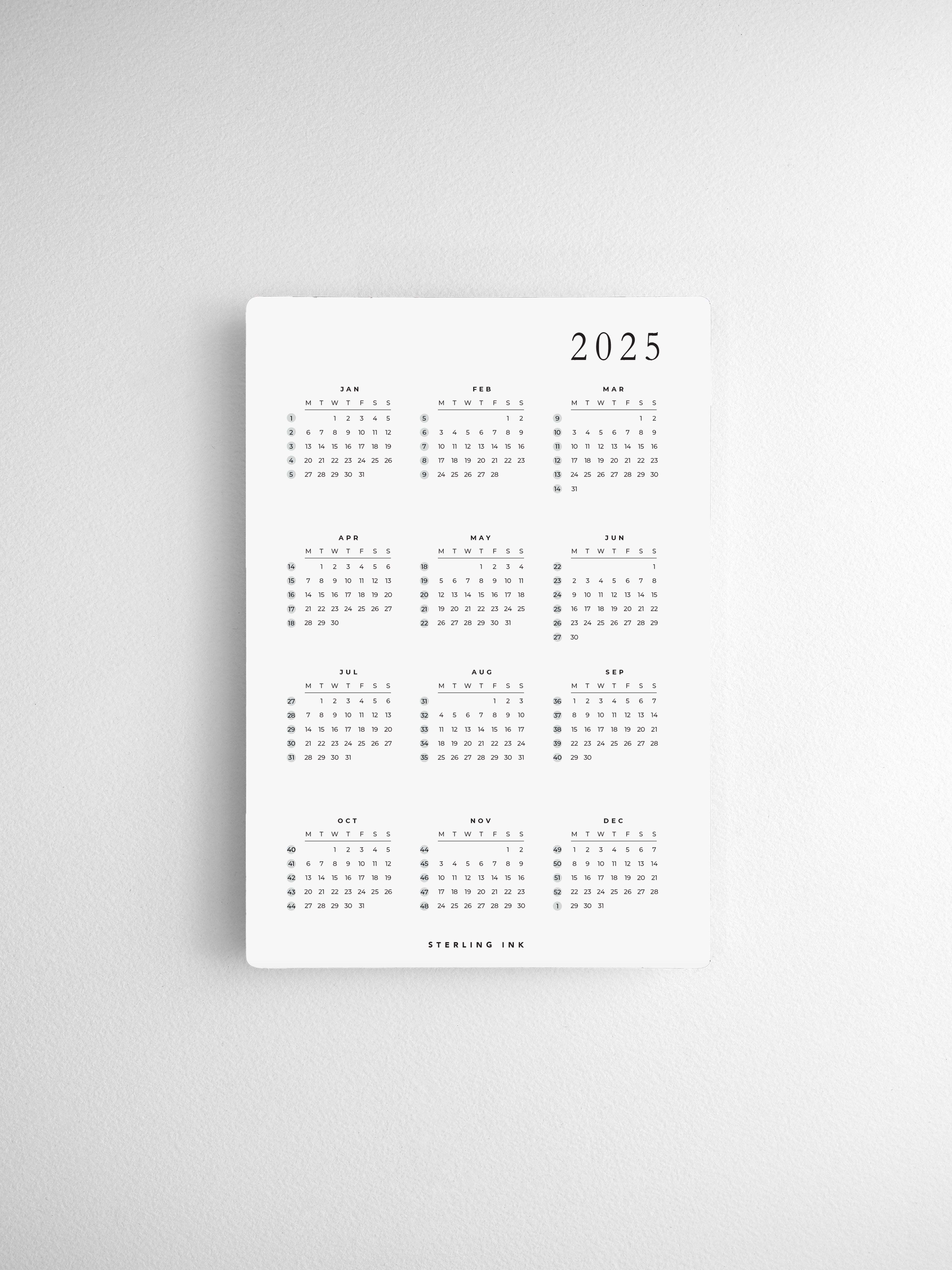 B6 | 2025 Calendar Cards