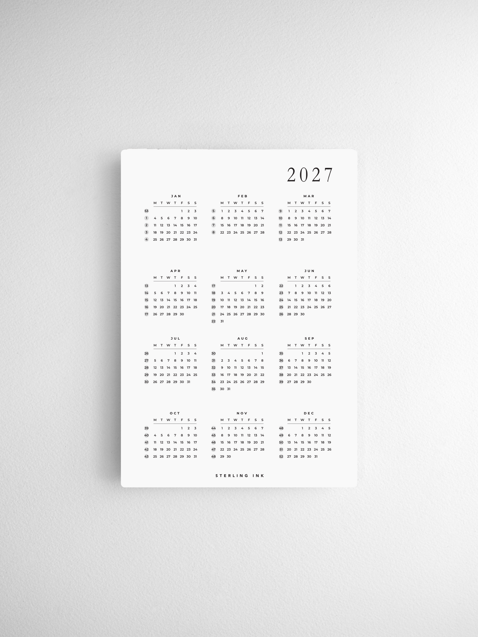 B6 | 2027 Calendar Cards