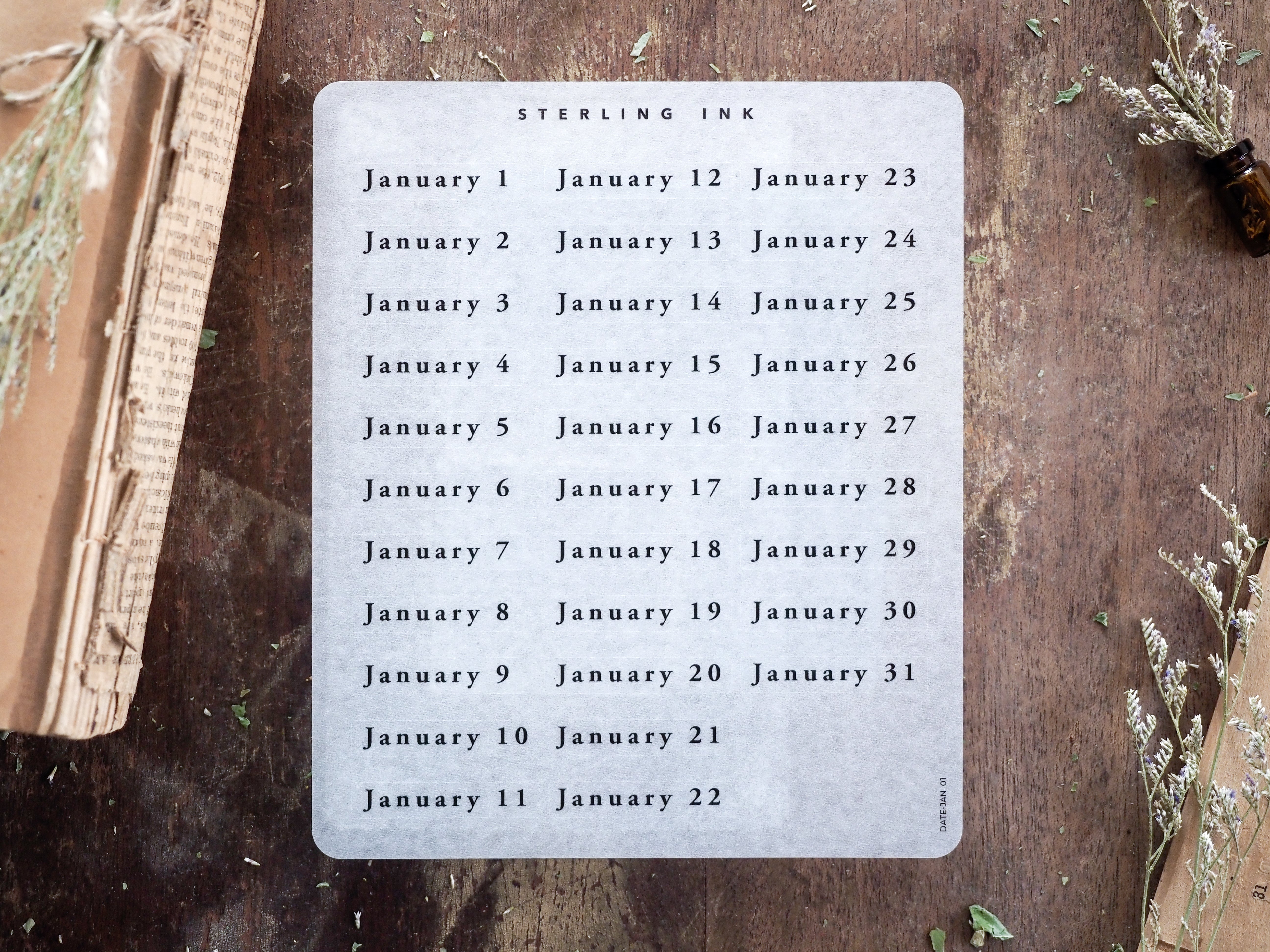 January Date Stickers - January 2025