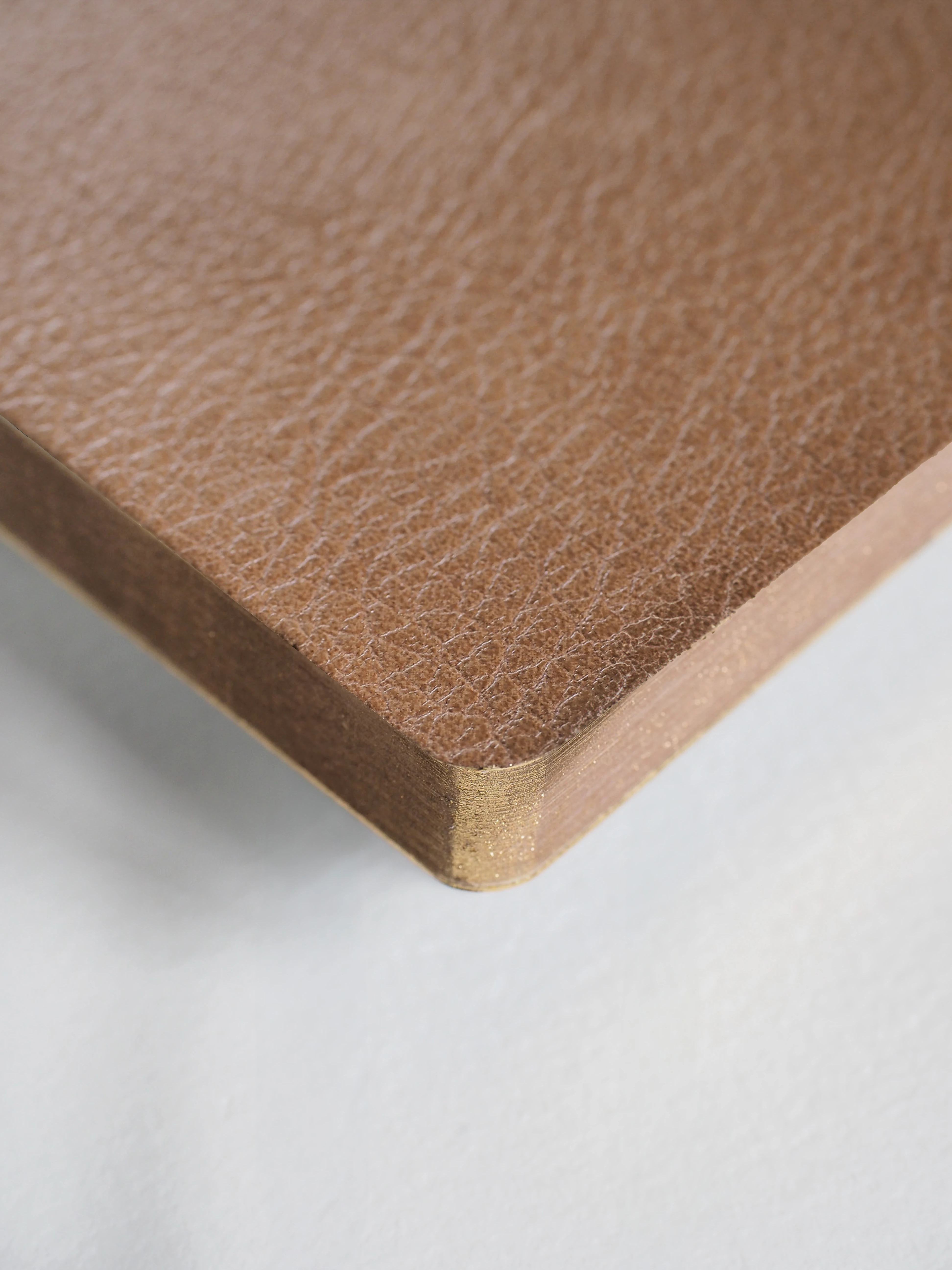Close-up of a brown leather surface on a white background
#Color_Caramel