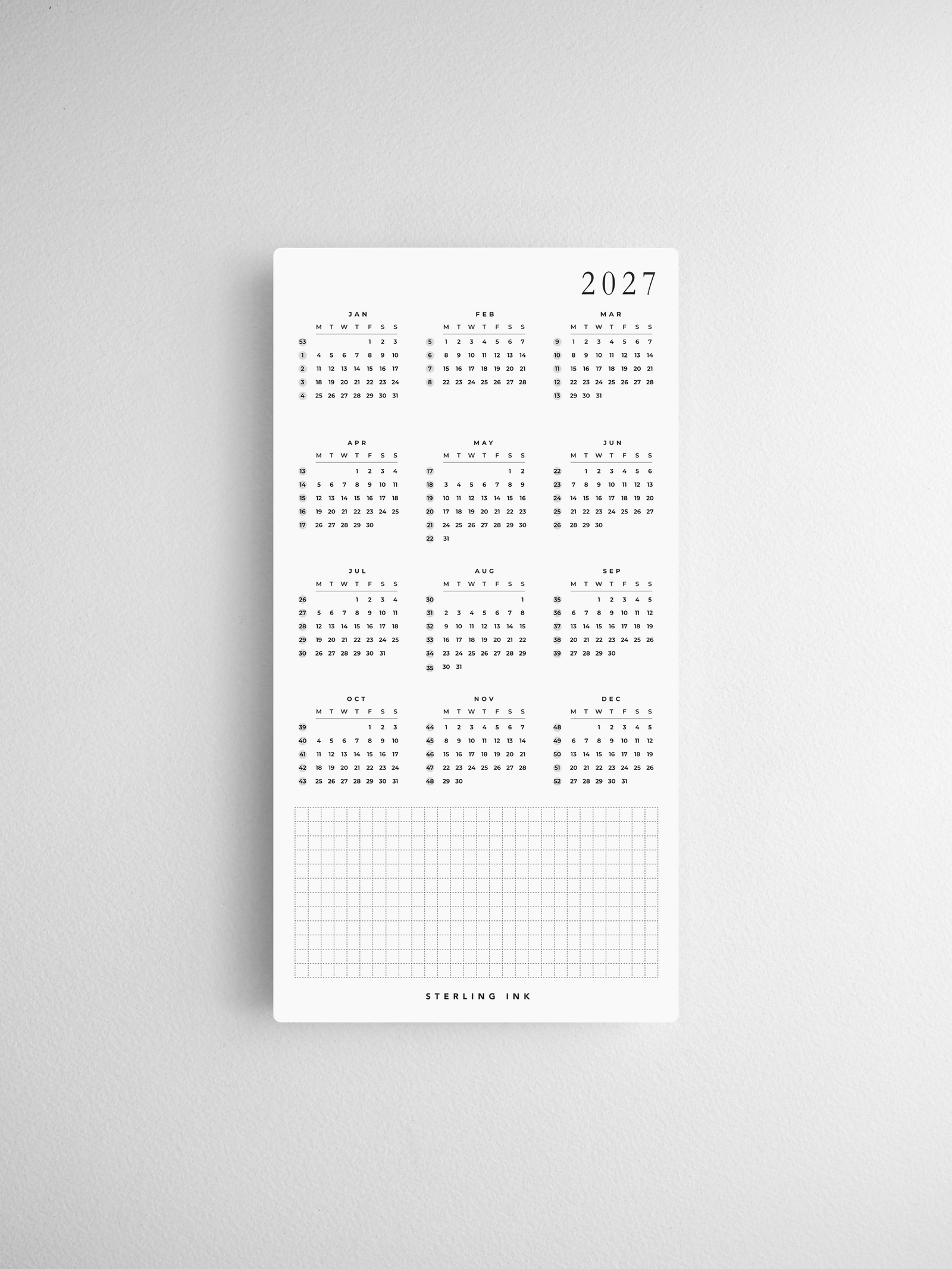 N1 | 2027 Calendar Cards