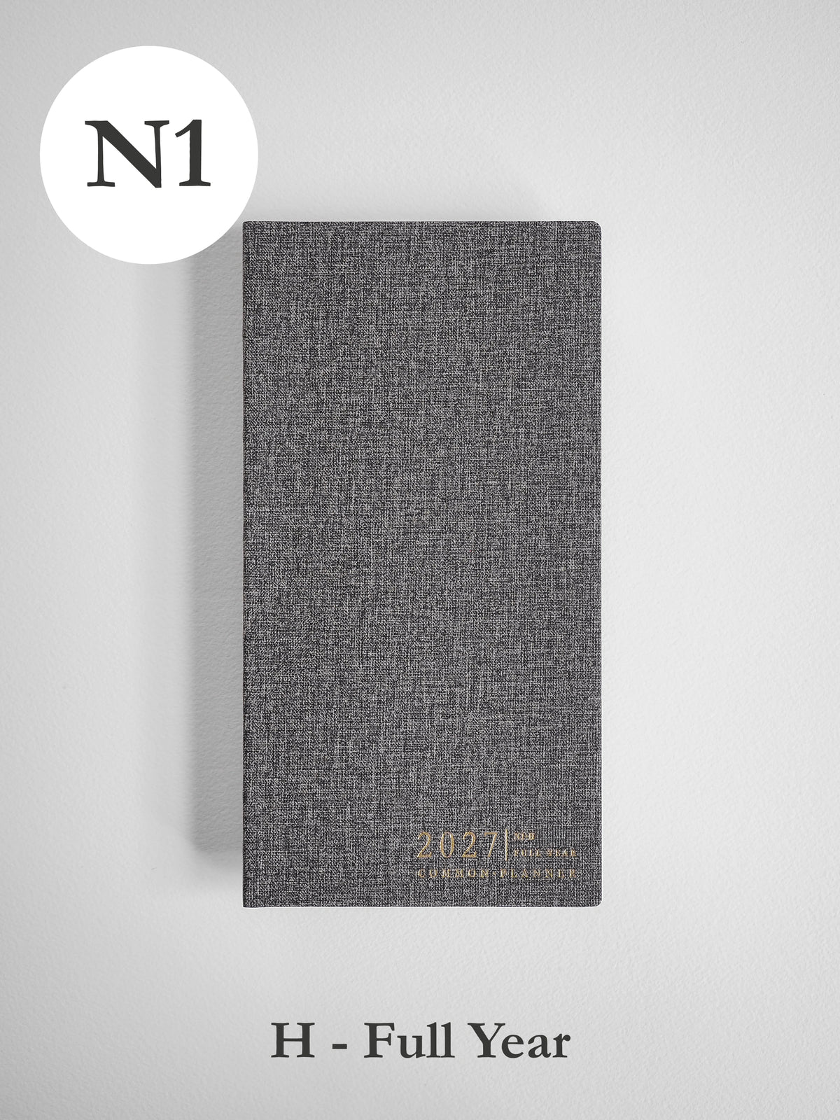 2027 N1 Horizontal Full year planner front cover in Tweed #color_tweed