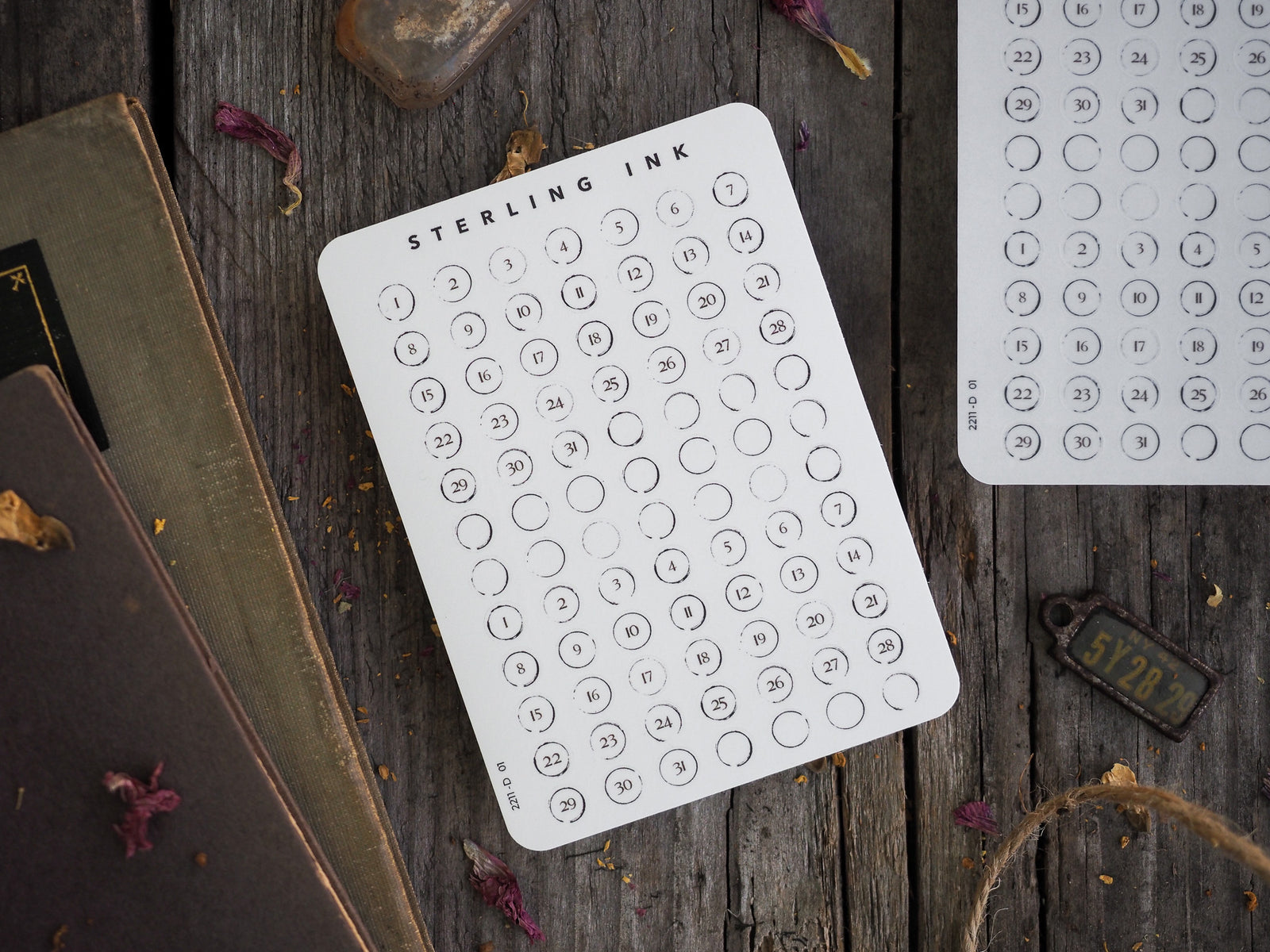 White sticker sheets featuring circular date grids, perfect for planning, journaling, and organizing November 2022 dates.