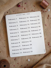 Load image into Gallery viewer, February Date Stickers - February 2025
