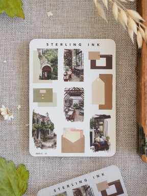 Mini Elements Icon Stickers: A decorative set of neutral-toned, graphic architectural stickers featuring windows, doors, and structural design blocks.