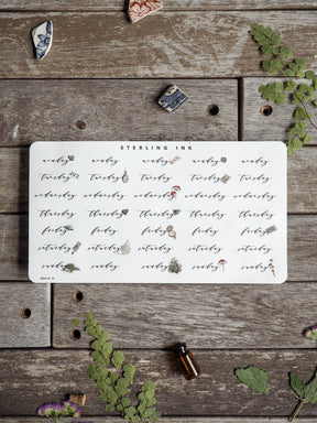 Decorative white sheet featuring repeating stickers for each weekday, ideal for journaling and planning appointments for April 2025.