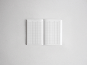 Open notebook displaying dual-layout pages with intersecting vertical and horizontal grids, ideal for versatile note-taking and planning.