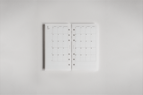Minimalist two-page dated planner inserts featuring a clean white monthly calendar grid, perfect for organizing and tracking appointments for 2026.