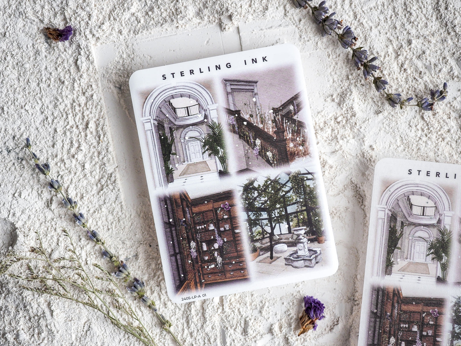 Detailed set of large illustration stickers featuring vintage and classical architectural designs, perfect for adding sophisticated, engraved detailing to journals and planners.