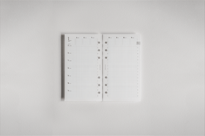 Clean white dated planner inserts featuring a structured, flexible weekly layout grid for organized planning from week 1 through week 11.