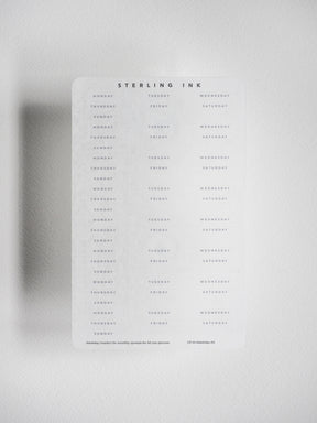 Structured weekly and monthly planner spreads for scheduling weekdays, compatible with undated planners for organized record keeping.
