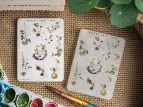 Vintage botanical sticker sheets featuring delicate pastel florals, detailed scientific illustrations, and natural icon designs perfect for journaling.