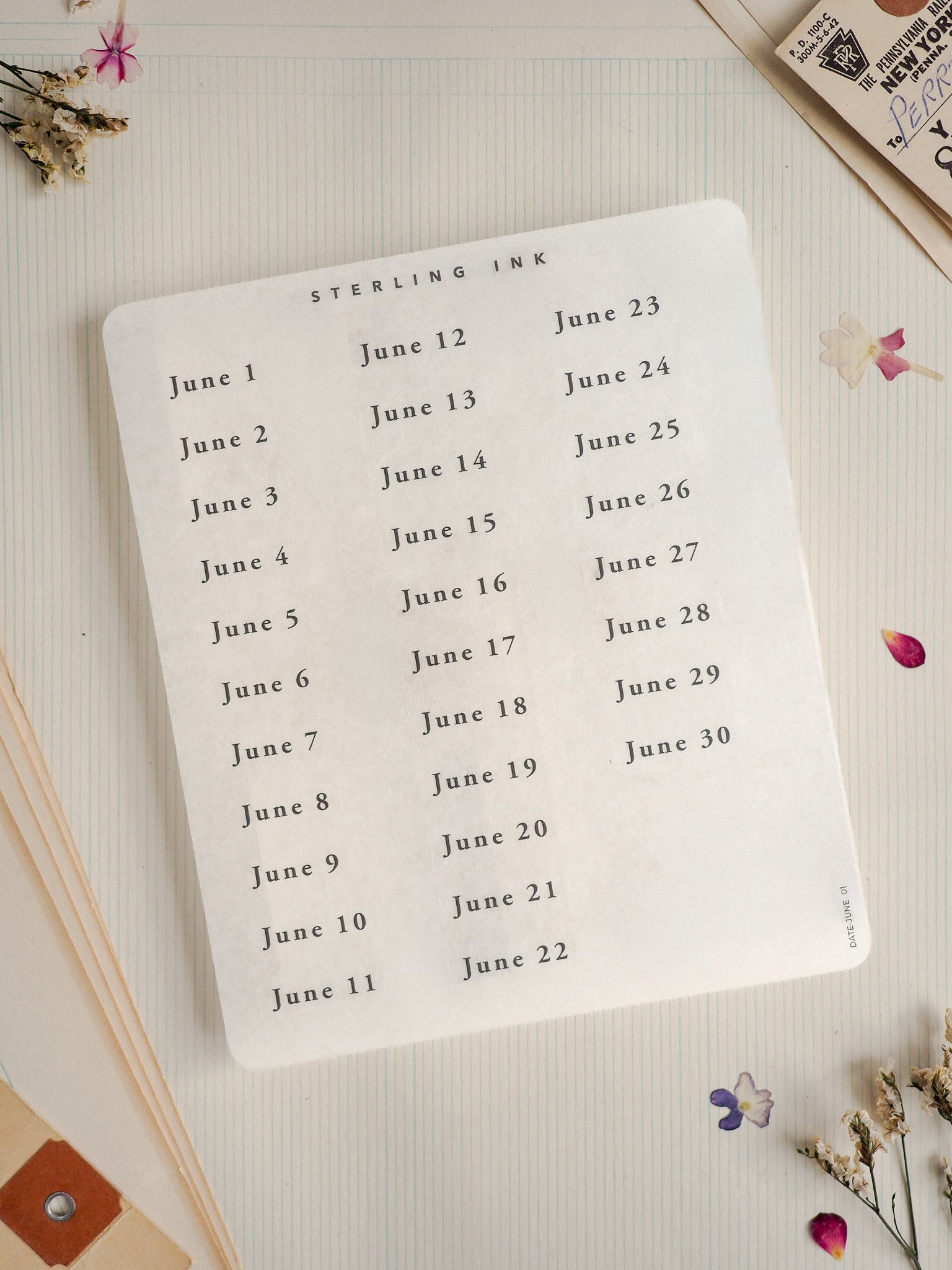 Minimalist printable calendar page for June, featuring dates listed in a clean, organized two-column layout for planning or journaling.