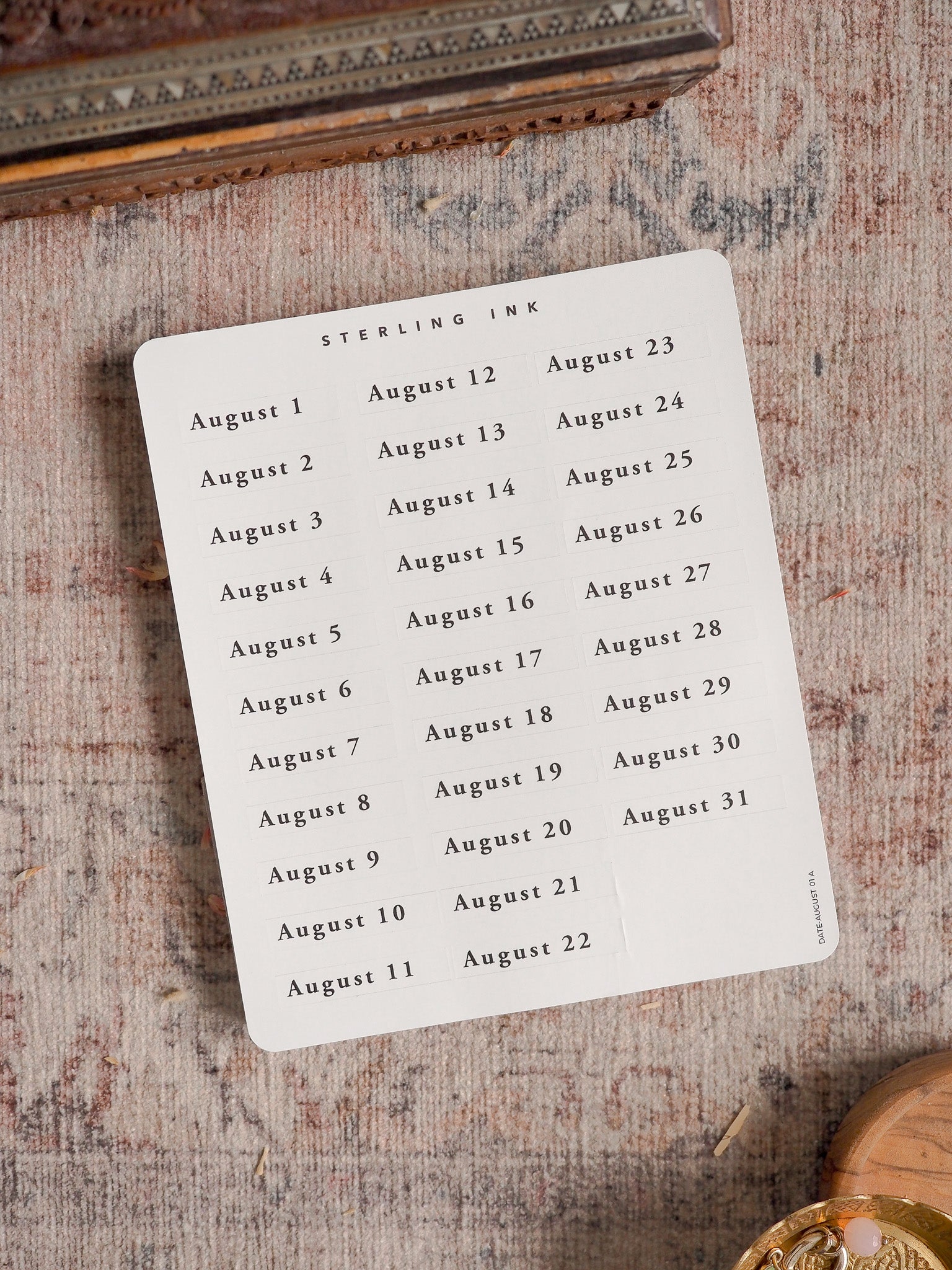 August Date Stickers - August 2026