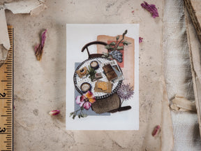 A collection of September die-cut vinyl stickers featuring a cozy fall theme, including coffee cups, dried flowers, and rustic autumnal details.