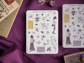 Mini Elements sticker sheet featuring delicate botanical engravings, vintage scientific icons, and decorative illustrations, perfect for journaling and crafting.