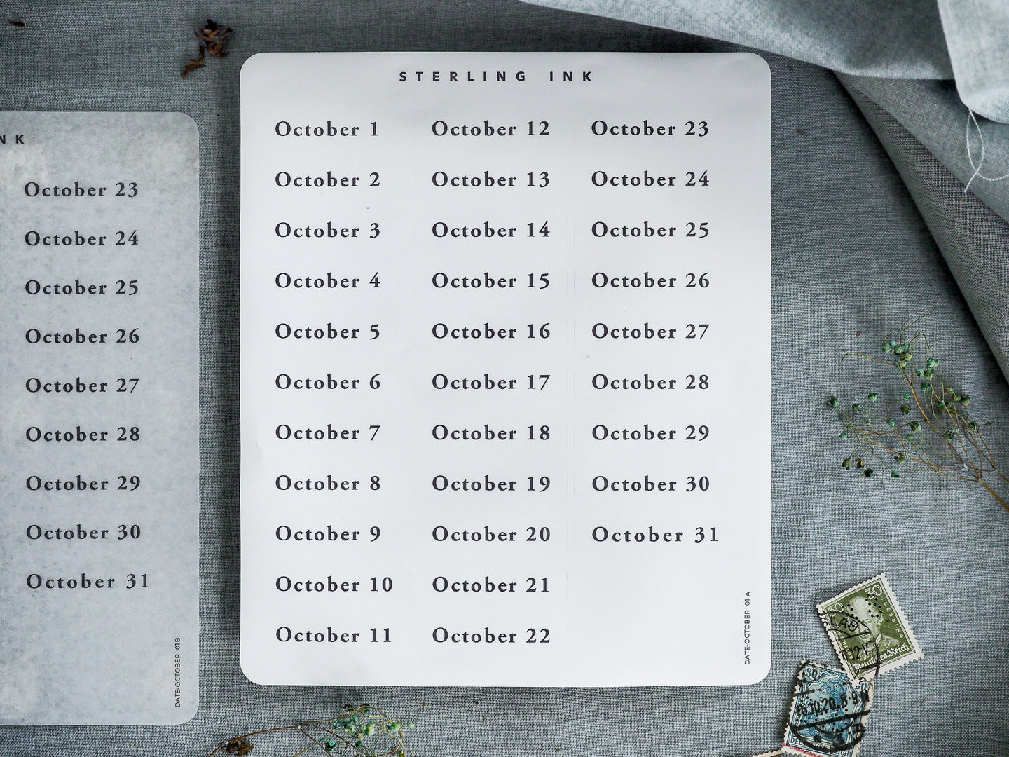October Date Stickers - October 2023