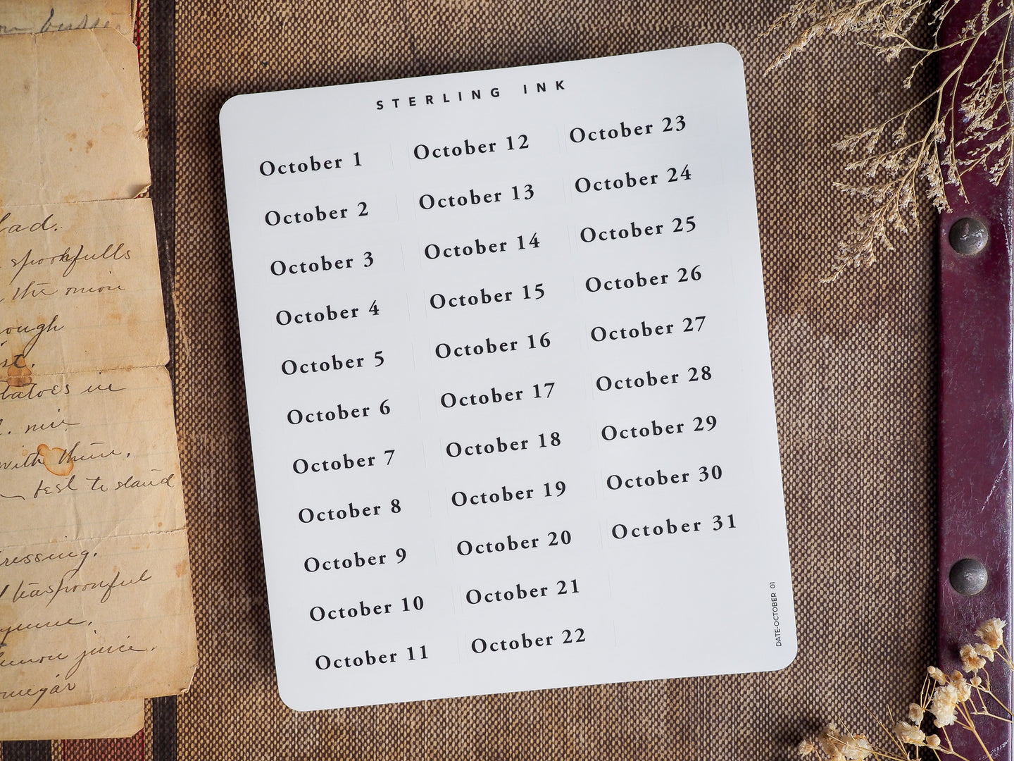 October Date Stickers - October 2024