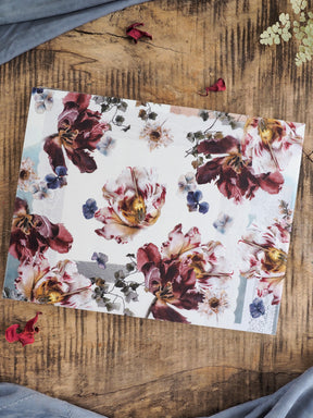 Watercolor floral planner cover for November 2025, featuring deep burgundy and cream blooms, paired with delicate blue berries and detailed green foliage.