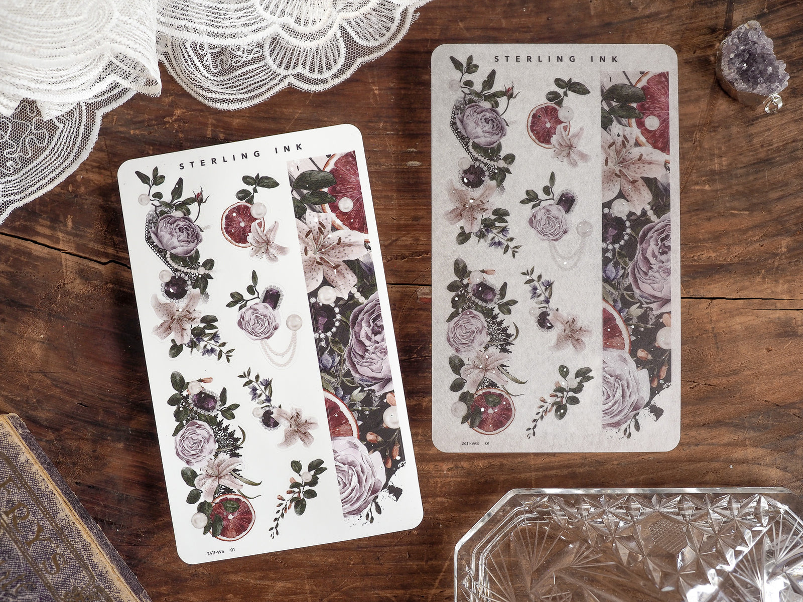 Romantic floral washi strips showcasing vintage watercolor roses and lush greenery on natural cream paper for crafting decor.
