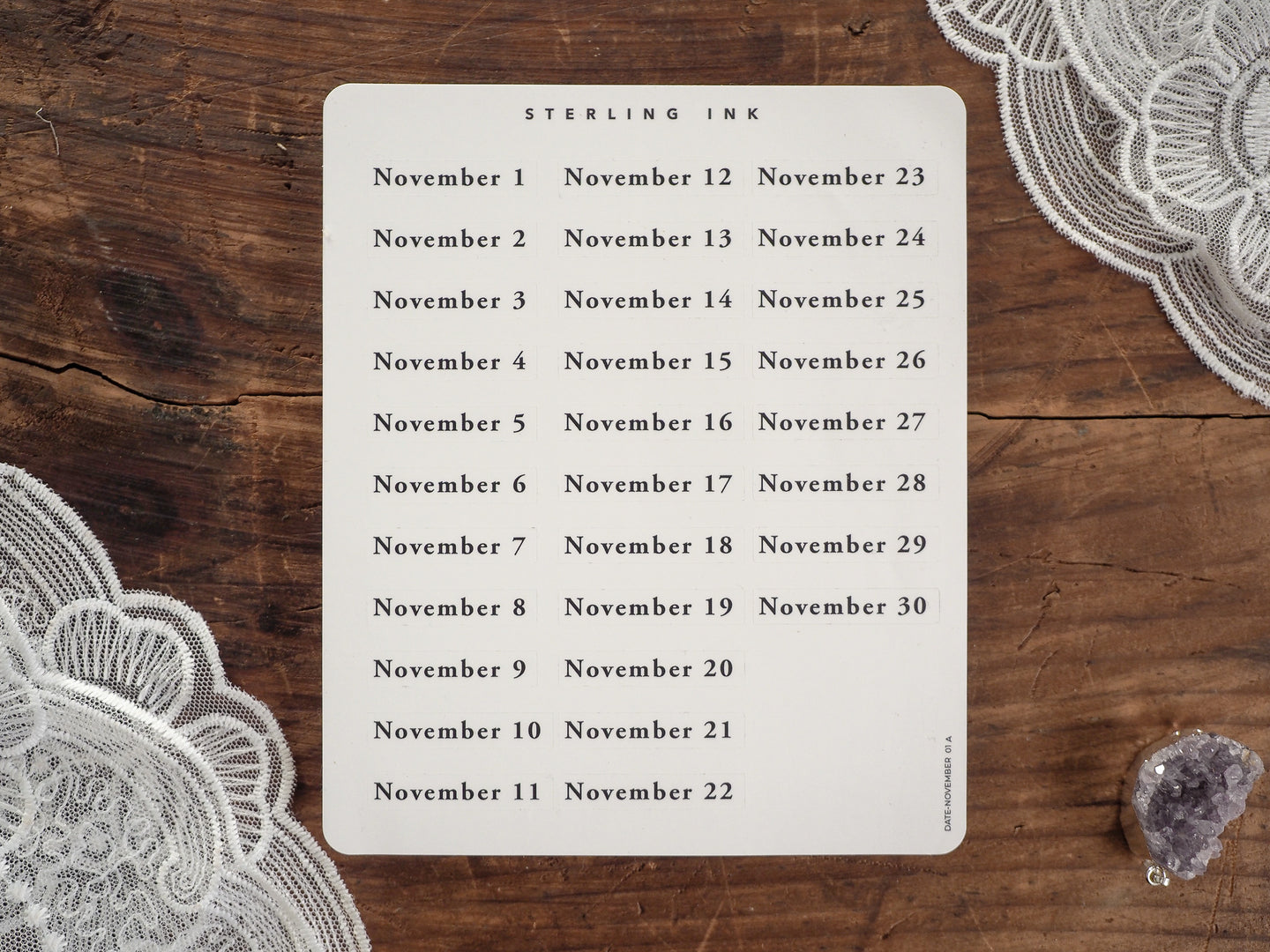 November Date Stickers - November 2024