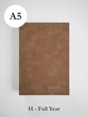 2027 A5 Horizontal Full year planner front cover in Caramel #color_caramel