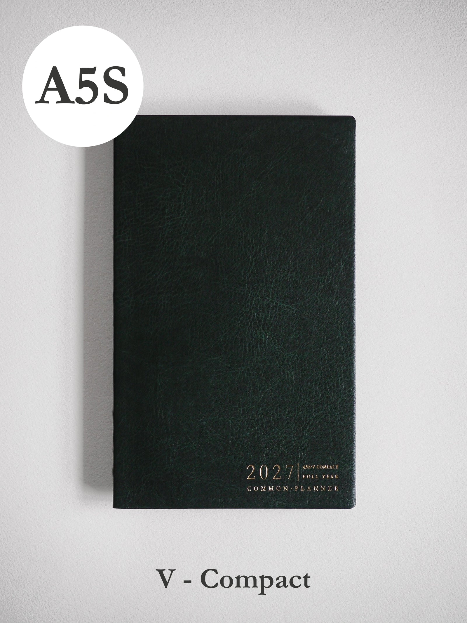2027 A5S Vertical Compact planner front cover in Forest #color_forest