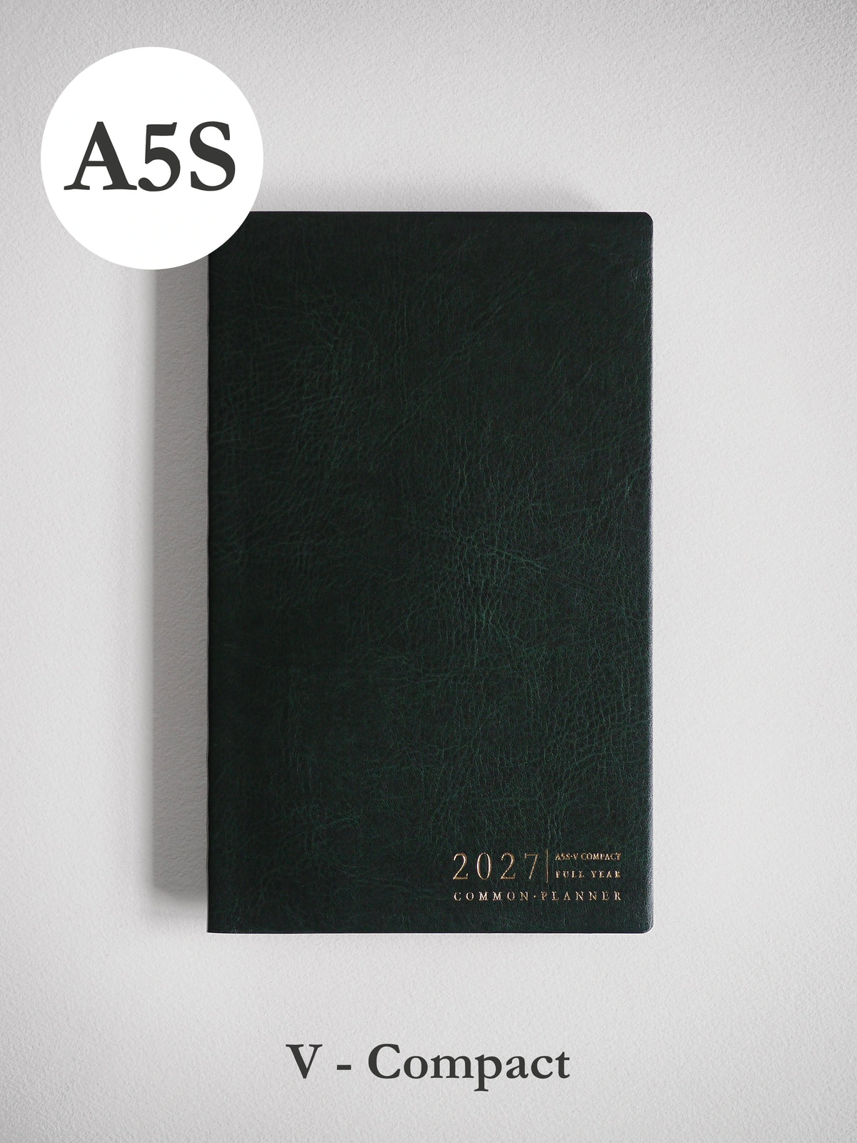 2027 A5S Vertical Compact planner front cover in Forest #color_forest