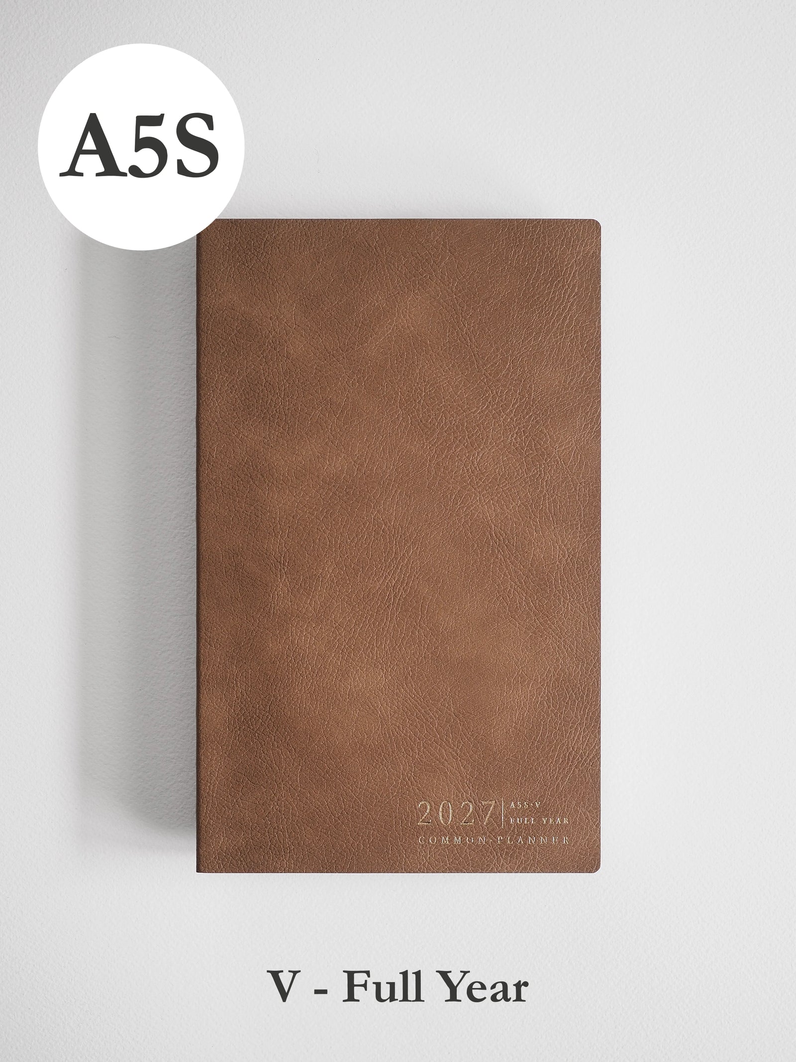 2027 A5S Vertical Full year planner front cover in Caramel #color_caramel