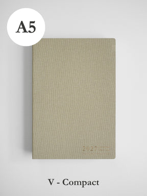 2027 A5 Vertical Compact planner front cover in Linen #color_linen