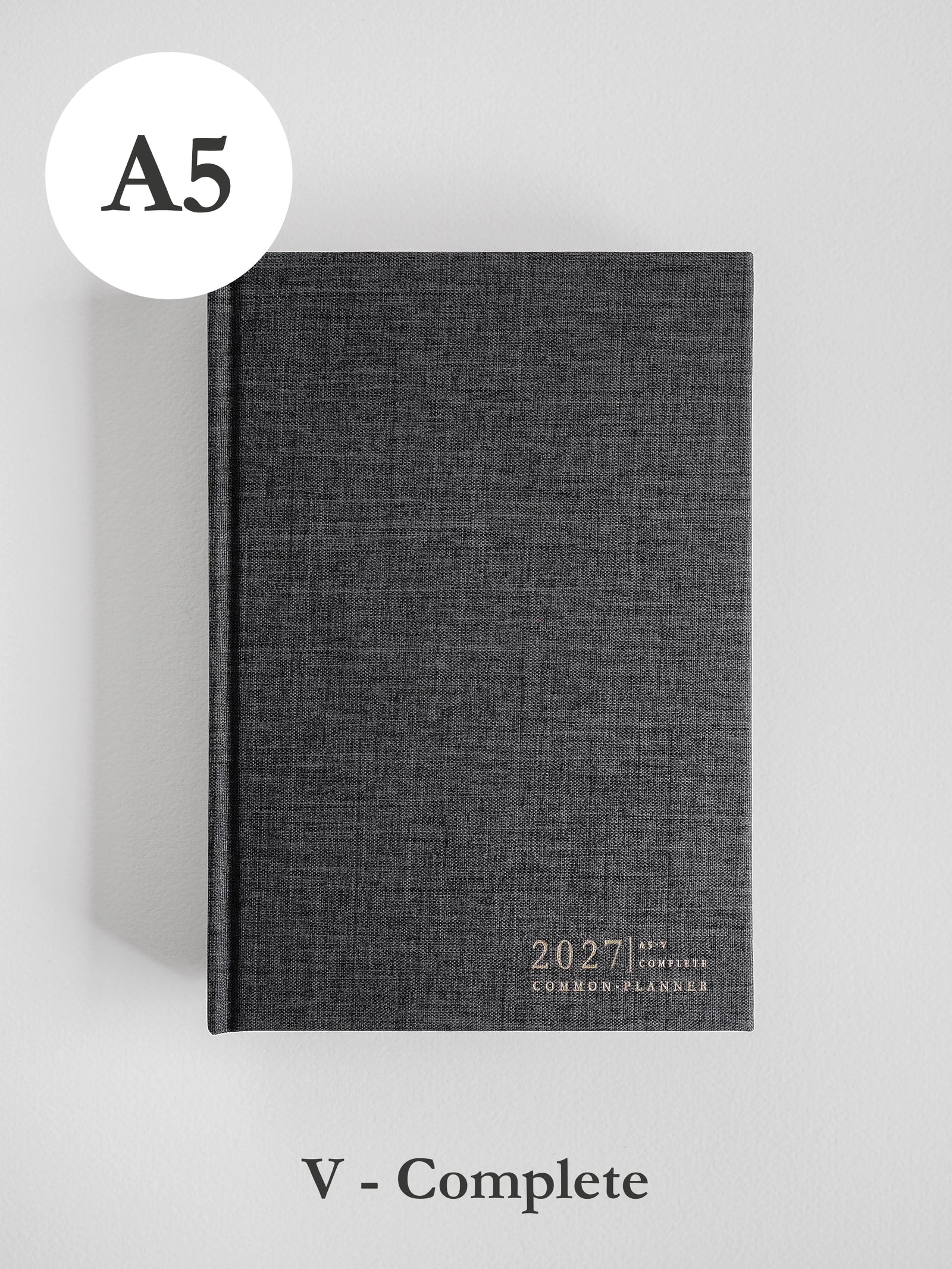 2027 A5 Vertical Complete (hardcover) planner front cover in Charcoal #color_charcoal