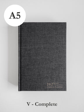 2027 A5 Vertical Complete (hardcover) planner front cover in Charcoal #color_charcoal
