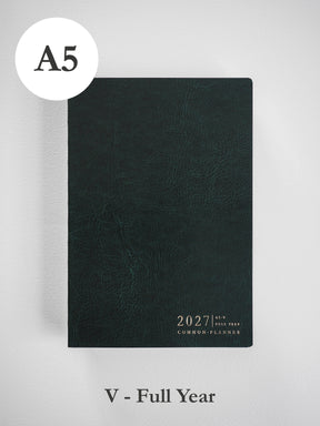2027 A5 Vertical Full year planner front cover in Forest #color_forest