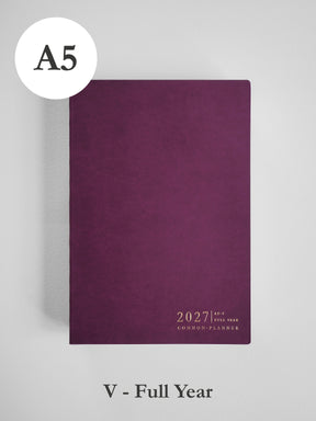 2027 A5 Vertical Full year planner front cover in Mulberry #color_mulberry
