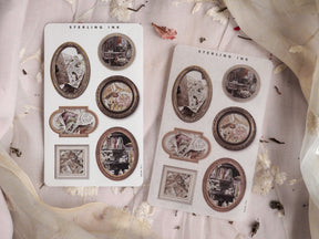 Rustic "Picture Frame Stickers - December 2023" featuring various ornate borders, perfect for scrapbooking vintage memories and adding nostalgic detail to journals.